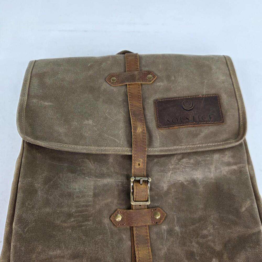 Solstice Oil Waxed Canvas Backpack Rucksack Brown Travel Outdoor Backpacks Bag - Picture 10 of 14